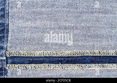 Wrong side of jeans fabric with back seam Stock Photo