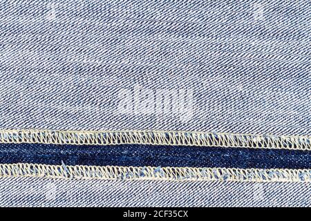 Wrong side of jeans fabric with back seam Stock Photo