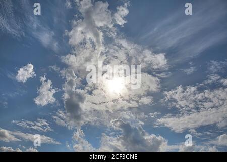CONCEPT PHOTOGRAPHY: Sky with dramatic cloud formation against sunlight Stock Photo