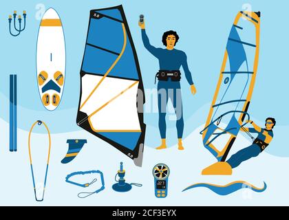Windsurf icons set Stock Vector