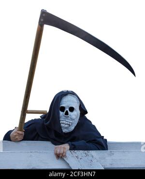 death with scythe isolated on white background Stock Photo