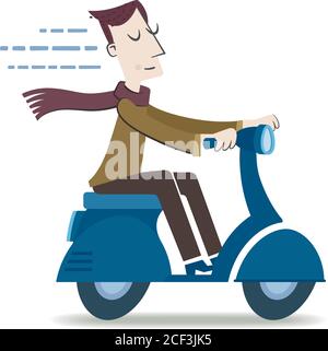 Retro style illustration of a man traveling on a motorcycle. Stock Vector