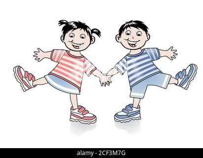 Two children are happy -vector illustration Stock Vector