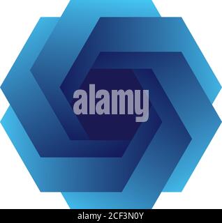 Geometric logo design, vector illustration, shades of blue Stock Vector