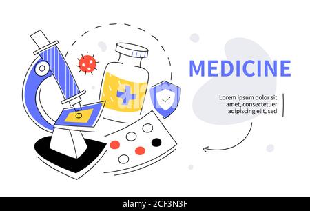 Medicine - modern colorful flat design style web banner Stock Vector
