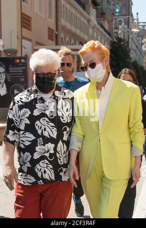 Venice, Italy. 03rd Sep, 2020. Pedro Almodovar, Tilda Swinton, 77th Venice Film Festival in Venice, Italy on September 03, 2020. Photo by Ron Crusow/imageSPACE Credit: Imagespace/Alamy Live News Stock Photo