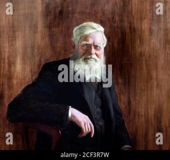 Alfred Wallace. Portrait of the English naturalist, Alfred Russel Wallace (1823-1913), by J W Beaufort, 1923 Stock Photo