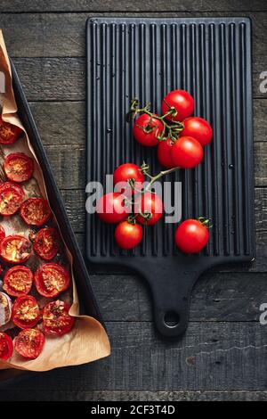 Fresh cherry tomatoes for baking in the oven. Stock Photo