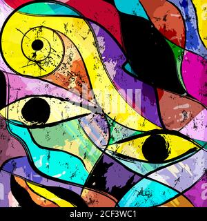abstract background composition, with waves, circles, stripes, strokes and splashes Stock Vector
