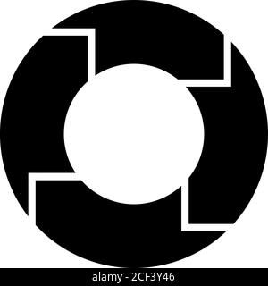 4 arrows in circle. Business infographic diagram of four repeating steps. Simple flat vector illustration Stock Vector