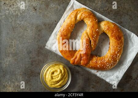 Fresh Pennsylvania Dutch Soft Pretzel Stock Photo