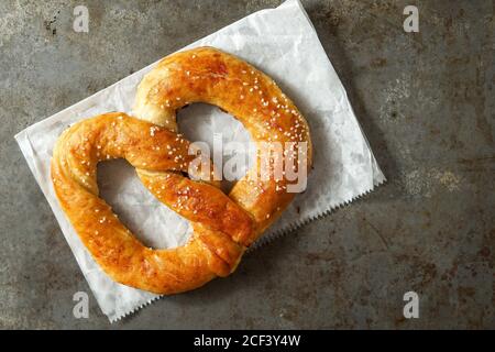 Fresh Pennsylvania Dutch Soft Pretzel Stock Photo