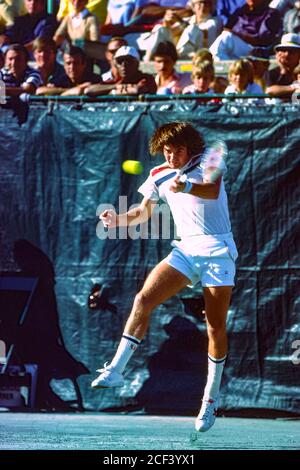 Jimmy Connors (USA) competing at the 1977 US Open Tennis. Stock Photo