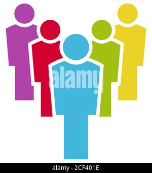 EPS 10 vector file for business info graphic designs, team work concept with five colored businessmen in a row Stock Vector