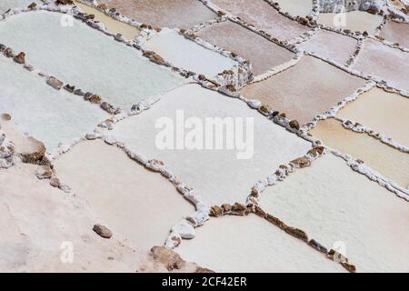 Creative texture of stone rectangular leading down in bright day Stock Photo