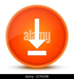 Download icon isolated on glossy orange round button abstract illustration Stock Photo