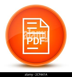 PDF document page icon isolated on glossy orange round button abstract illustration Stock Photo