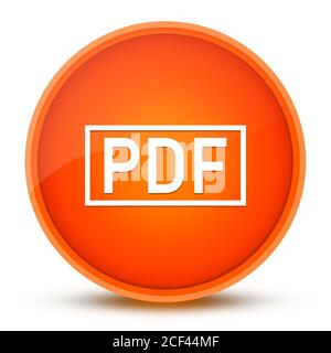 PDF icon isolated on glossy orange round button abstract illustration Stock Photo