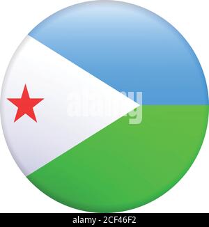 Djibouti flag. Flag Glossy Button. Stock Vector
