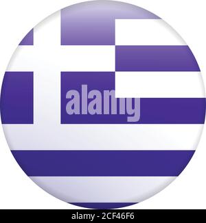 Greece Flag. Flag Glossy Button. Stock Vector