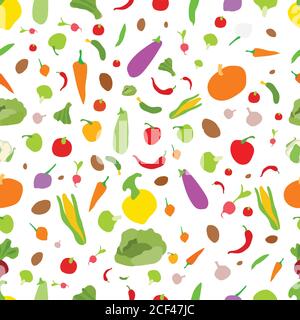 Vegetables doodle seamless pattern. Simple flat style. Vector illustration Stock Vector