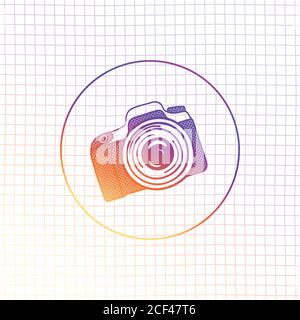 Photo camera doodle icon set. Hand drawn sketch. Vector illustation Stock Vector