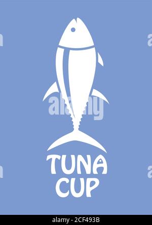 Tuna silhouette. Tuna Cup. Symbol for fishing. Poster for fishing. Vector illustration. Stock Vector