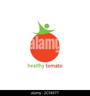 Red Sweet Tomato. Healthy tomato. Healthy eating Tomato logo concept. Vector illustration. Stock Vector