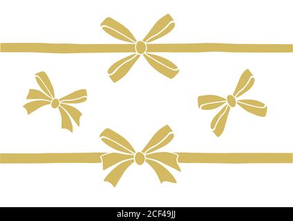 Hand drawn bows collection, ribbon, decoraton. Ribbon bow black and color outline. Vector Illustration Isolated on white background. Stock Vector