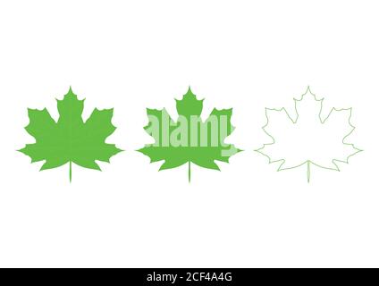 A collection of vector Canadian maple leaf icons. Silhouette of autumn leaves icon set isolated on white background. Stock Vector