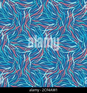 Bright seamless color pattern. Abstract color intertwined shapes, waves. Stock Vector