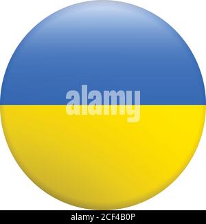 Flag of Ukraine. Vector illustration. Flag Glossy Button. Stock Vector