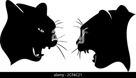 cat, head, grin, teeth, muzzle, vector, illustration, set, white, black, isolated, simple, icon, art, symbol, graphic, drawing Stock Vector