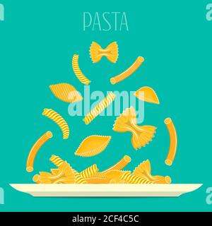 The illustration on the theme of pasta for various posters and promotional materials. Stock Vector