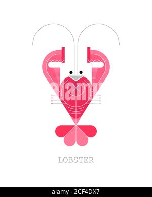 Red colors isolated on a white background Lobster vector illustration. Can be used as a logo. Stock Vector