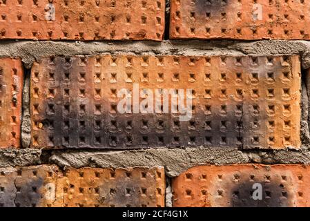 The wall is made of brick. Close up. Stock Photo