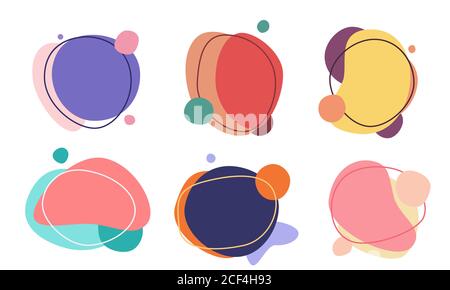 Set of trendy, colorful background isolated vectors with round shapes and frames or borders and blank copy space with room for text. Stock Vector