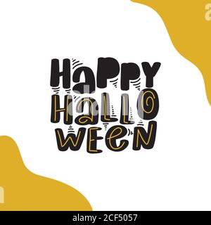 Happy Halloween lettering, vector brush calligraphy design element Stock Vector