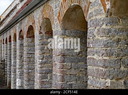 Storage barn with old stone arches Stock Photo