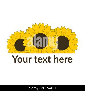 Sunflower with text line for banner or postcard vector illustration Stock Vector