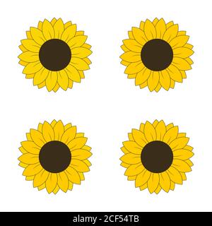 Sunflower icons set. Outline set of sunflower vector illustration on white background Stock Vector