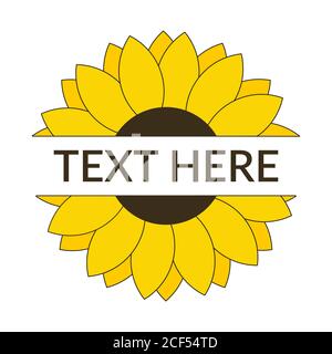 Split sunflower with blank space for text vector illustration Stock Vector