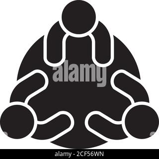 pictogram people sitting at a table over white background, line block ...