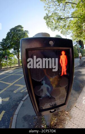 PUFFIN crossing - A 'Pedestrian User Friendly INtelligent' crossing', featuring a green man and red man light signals. Similar to a Pelican crossing. Stock Photo