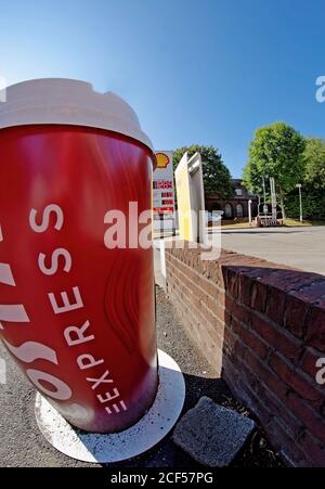 Shell Petrol Station forecourt with self service petrol pumps Stock ...