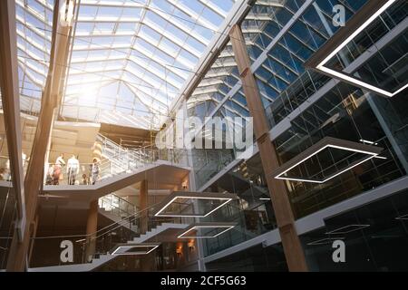 Interior of a company modern office with lights Stock Photo