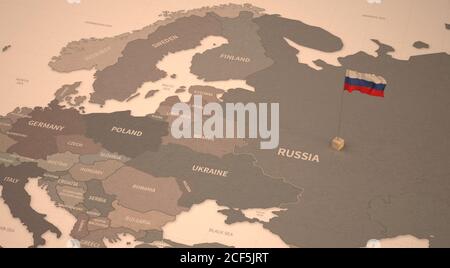 Map Of Russia With Flag and Name Of The Country On It 3D Illustration,  Stock Photo, Picture And Low Budget Royalty Free Image. Pic. ESY-045940809