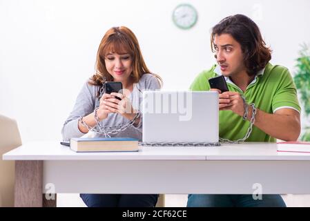 Students in gadget dependency concept Stock Photo