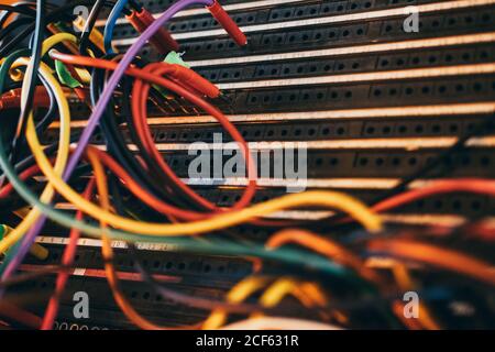 Colorful music sound stereo cables in a studio Stock Photo