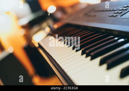 Close up piano keyboard in a studio Stock Photo